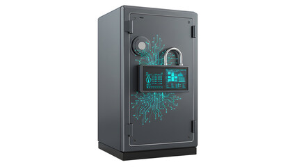 Fototapeta premium Secure Data Storage Strongbox with Digital Lock and Circuitry
