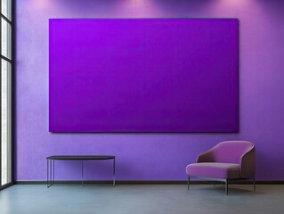 Large Purple Abstract Painting in Modern Room Interior