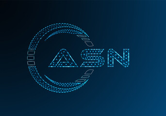 ASN low poly letter logo vector design. ASN lower poly logo design.