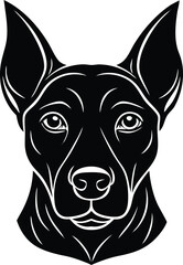 vector illustration of a dog, black and white dog silhouette icon, dog head vector symbol, sad, wow, angry reaction dog silhouette icon vector on white background.