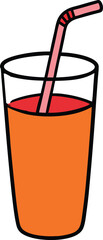 Hand-drawn doodle juice glass with a straw