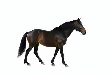 Naklejka premium A view of a Black Horse on a plain background