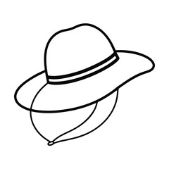 Pith helmet outline illustration tropical sun protection headwear essential trekking accessory travel icon
