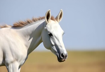 Obraz premium A view of a White Horse on a plain background