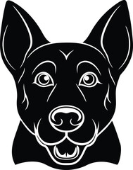 vector illustration of a dog, black and white dog silhouette icon, dog head vector symbol, sad, wow, angry reaction dog silhouette icon vector on white background.