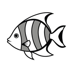Stylized black and white striped fish vector illustration for graphic design projects