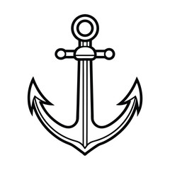 Nautical black and white anchor illustration simple vector graphic ideal for marine themes and tattoo designs