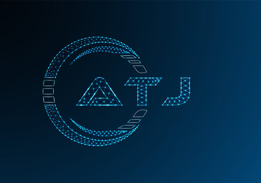 ATJ low poly letter logo vector design. ATJ lower poly logo design.
