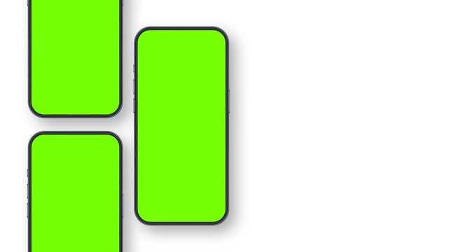 Animated Smartphone Mockup With Green Screen For App Presentations, Isolated On White Background
