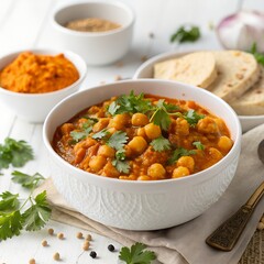 Hearty vegetable and meatball soup bowl with lentils and spices