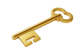 Golden key stock photo isolated on white background