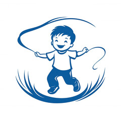 Obraz premium A joyful child playing with a skipping rope, capturing the essence of childhood happiness and activity, isolated on a white background.