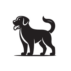 Pet dog tail wag simple outline on white background