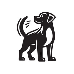 Pet dog tail wag simple outline on white background
