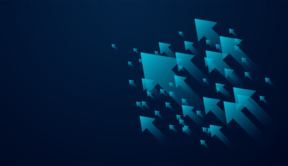 Group of arrows up trend concepts for business arrow up growth line circuit technology on dark blue background, vector illustration
