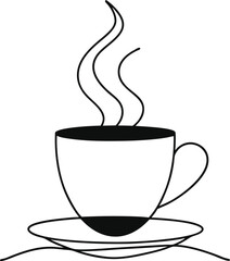 outline icon of a cup of coffee, outline vector logo illustration, 