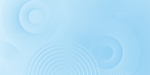Fototapeta premium Abstract light sky blue gradient modern technology background banner with geometric circle lines for tech, finance, marketing, ad campaign, presentation, social media, web banner, header, wallpaper