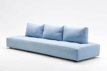 Obraz premium Light Blue Modern Sofa with Three Pillows Studio Shot