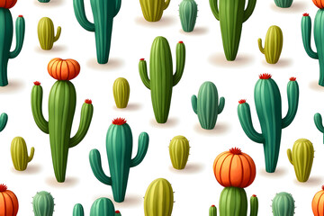 Cactus Pattern Colorful White White Beautiful