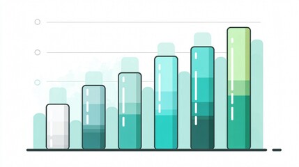 Fototapeta premium Abstract Chart with Varying Heights and Shades of Blue and Green for Data Visualization