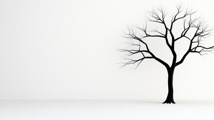 Obraz premium 174. A minimalist image of a leafless tree in a snow-covered landscape.