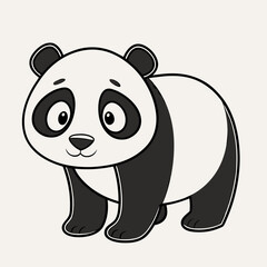 Black and White Panda Silhouette Icon, Cute Animal Clipart Design, Vector Panda Logo