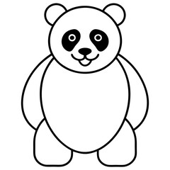 Black and White Panda Silhouette Icon, Cute Animal Clipart Design, Vector Panda Logo