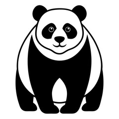 Black and White Panda Silhouette Icon, Cute Animal Clipart Design, Vector Panda Logo
