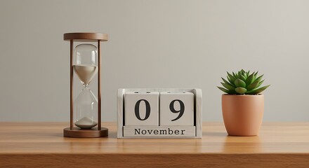 November 9 Date with Hourglass and Succulent