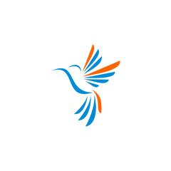 Obraz premium Colibri Logo isolated on white background. Design colibri for logo, Simple and clean flat design of the colibri logo template. Suitable for your design need, logo, illustration, animation.