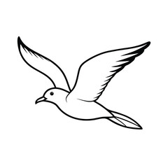 Stylized vector illustration of a seagull in flight against white background beautiful bird design