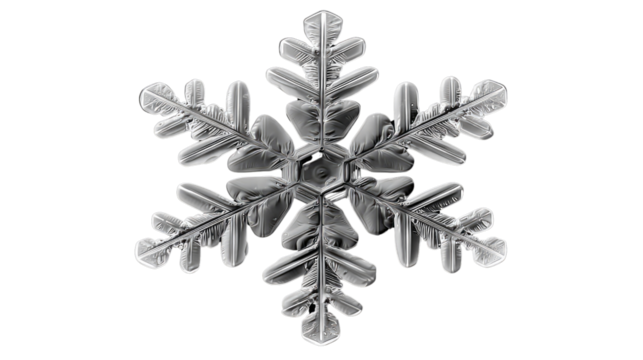 Exquisite Snowflake: The image reveals a pristine snowflake, showcasing its intricate, symmetrical beauty.