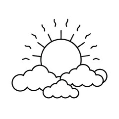 Minimalist sunrise with clouds outline design weather icon simple vector illustration atmospheric scene bright morning fresh start