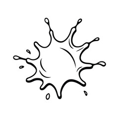 Hand drawn black and white water splash vector illustration ink splatter element isolated graphic design liquid stain spot decorative shape