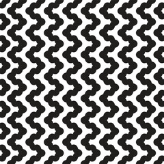 Black and White Wavy Geometric Seamless Pattern with Optical Illusion Effect