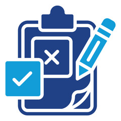 Obraz premium Decision Making Glyph Dual Tone, Checklist with Tick and Cross Marks, Pencil on Clipboard