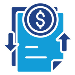 Priority Glyph Dual Tone, Financial transaction with dollar coin and arrows