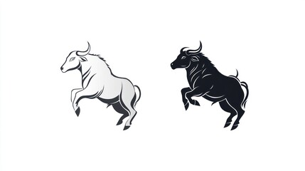 Fototapeta premium Two Bull Logos on White Background