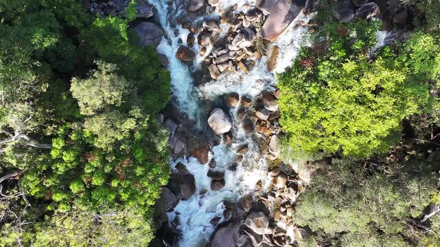 Cinematic aerial footage of Behana Gorge near Cairns Queensland Australia