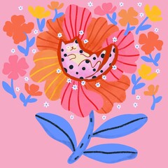 Sleeping Cat i flower illumination jpg