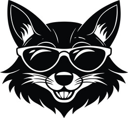 Cool Fox Wearing Sunglasses Silhouette Vector Icon, Stylish Fox Silhouette with Shades – Vector Illustration, Chill Fox Silhouette Wearing Sunglasses – Vector Design, Sunglass Fox Silhouette.