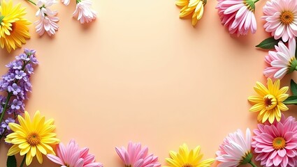 Fototapeta premium Colorful flower frame background design