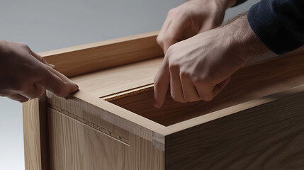 Carpenter measuring wood for custom furniture. Featuring precision and creativity
