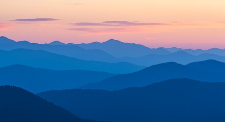 Obraz premium Blue Mountain Range with Sunset Sky