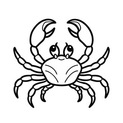 Cartoon Crab Illustration Sea Life Outline Black And White Vector Design