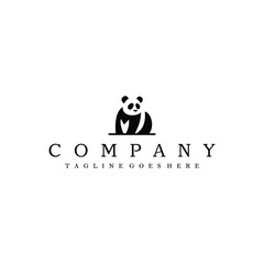 Silhouette of panda logo design