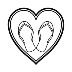 Love For Beach Holidays Black Outline Of Flip Flops Within Heart Shape