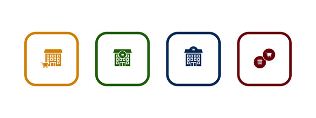 shopping center icon vector illustration. shopping center icon in different color design.