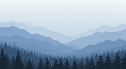 Fototapeta premium Mountain Landscape with Forest in Blue Hues