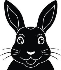 vector illustration of a cartoon rabbit wearing sunglass, black and white rabbit symbol, cute rabbit silhouette vector. 